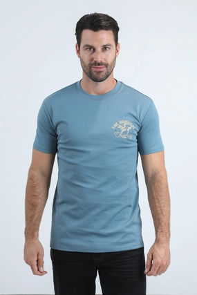 Mens Modern Fit Cotton Stretch Blue T-Shirt quick-drying