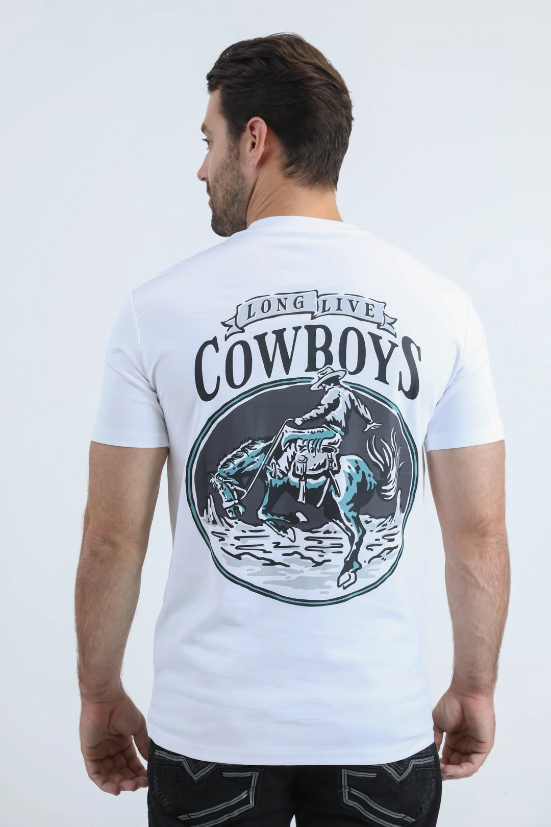 Mens Modern Fit Cotton Stretch White T-Shirt MoistureControlFibers