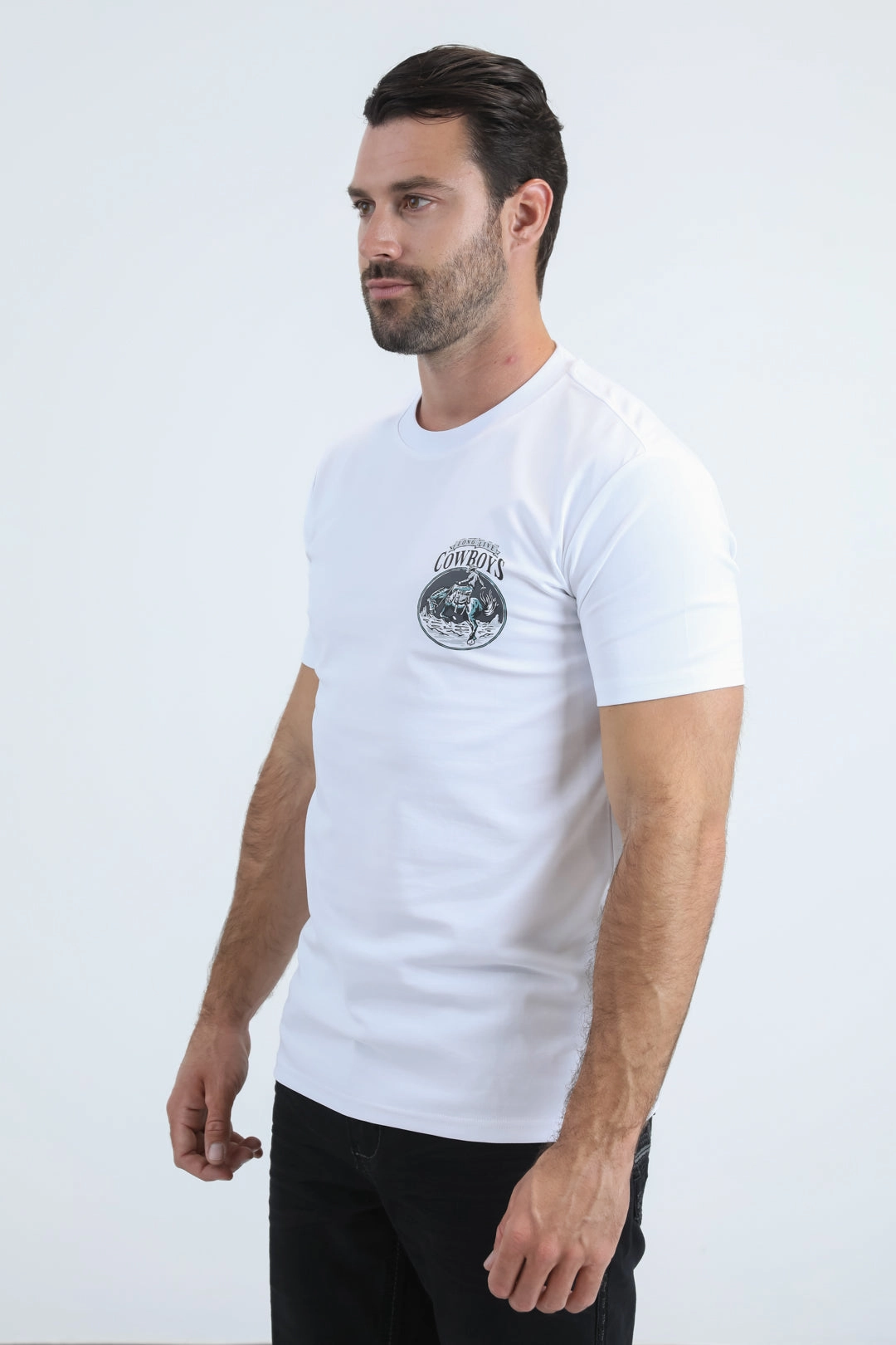Relaxed Torso Fit Mens Modern Fit Cotton Stretch White T-Shirt
