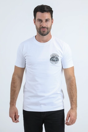 Sporty Style Wear Mens Modern Fit Cotton Stretch White T-Shirt
