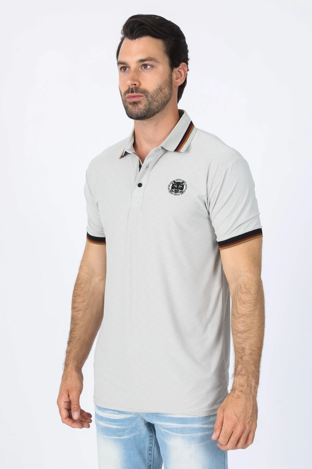 elegant design Mens Modern Fit Stretch Cotton Bone Polo