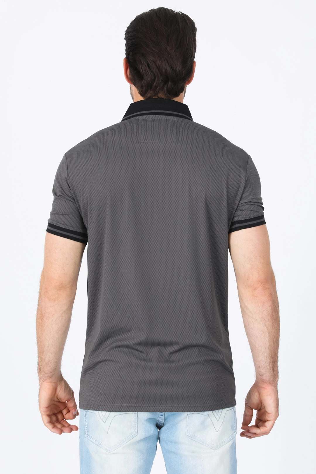 Weekend Wear Mens Modern Fit Stretch Cotton Dark Grey Polo