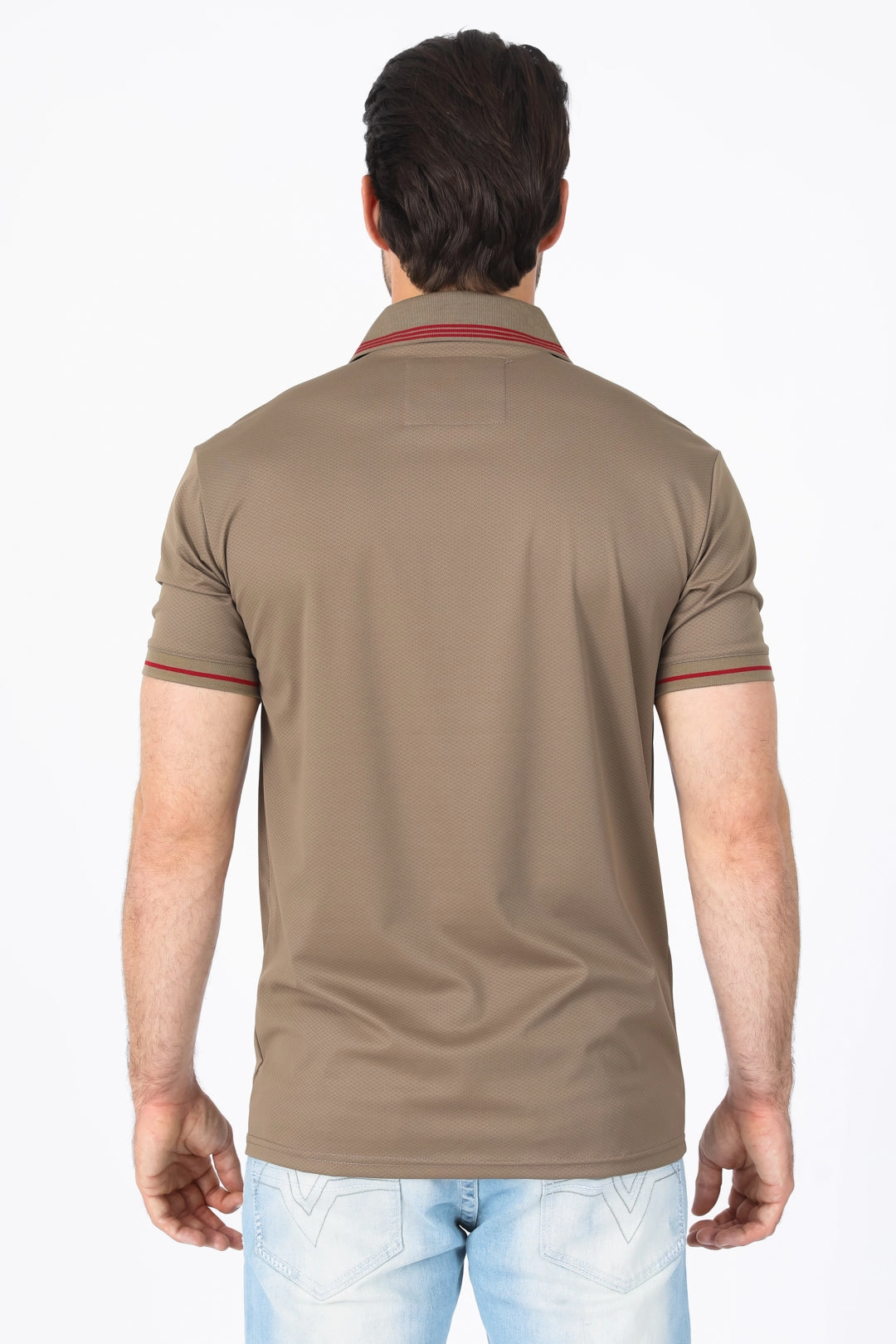 Active Design Breathable Shirt Mens Modern Fit Stretch Cotton Khaki Polo
