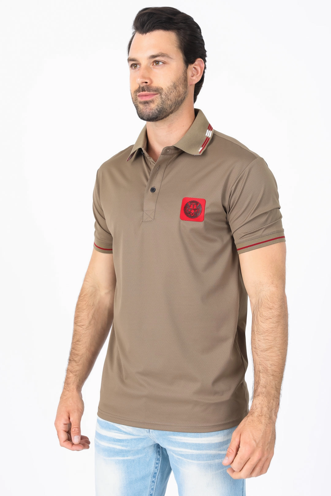 Comfortable Wear Cool Wear Mens Modern Fit Stretch Cotton Khaki Polo