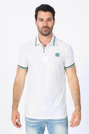TemperatureRegulating Layer Chic Look Mens Modern Fit Stretch Cotton White Polo