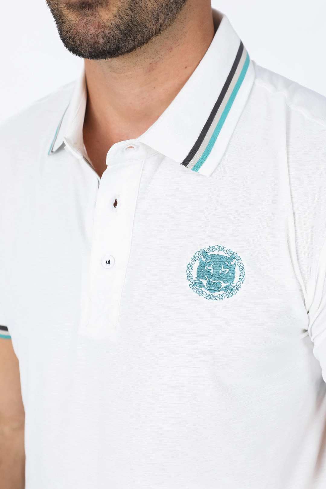 Mens Modern Fit Stretch Cotton White Polo Everyday Essential premium design