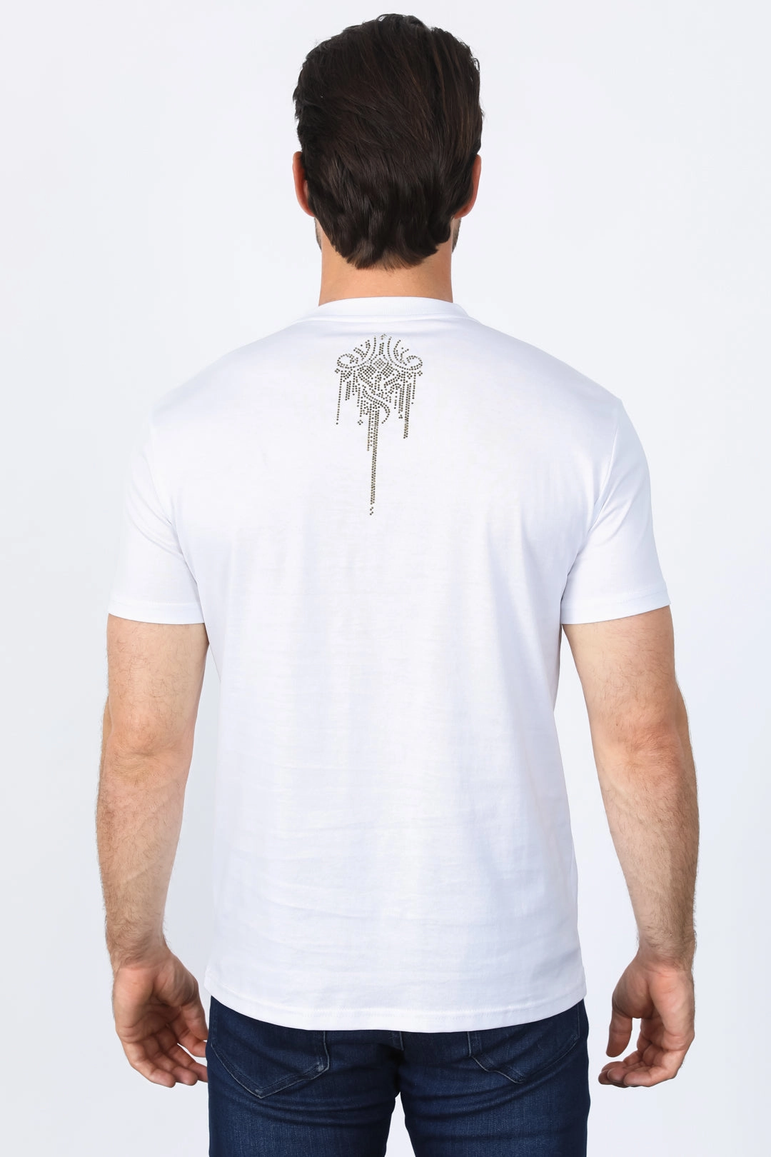 Casual Look Classic Outfit Style Mens Modern Fit Stretch Crystals T-Shirt