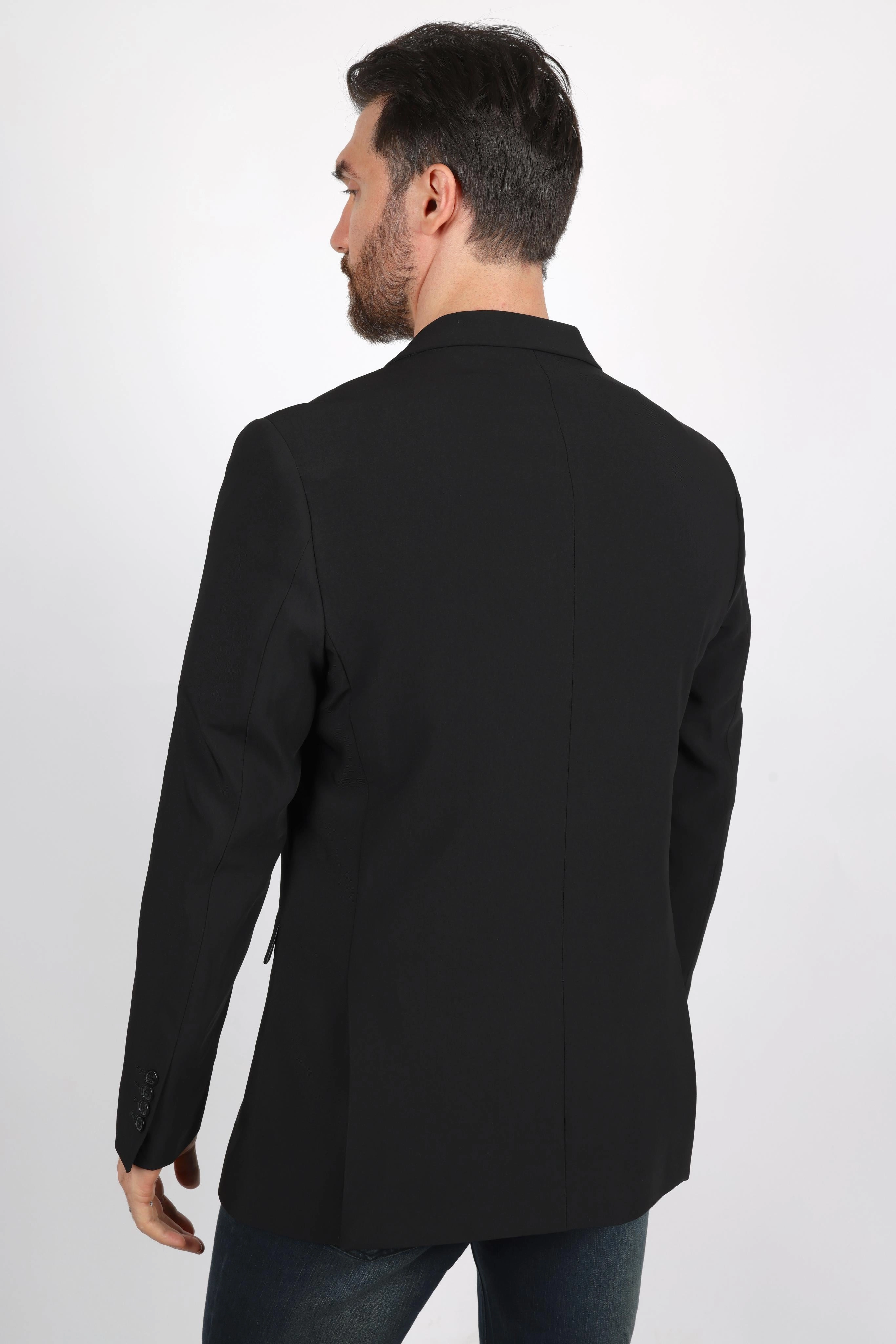 Mens Modern Fit Stretch Date Night Black Blazer Travel Core Functional Jacket