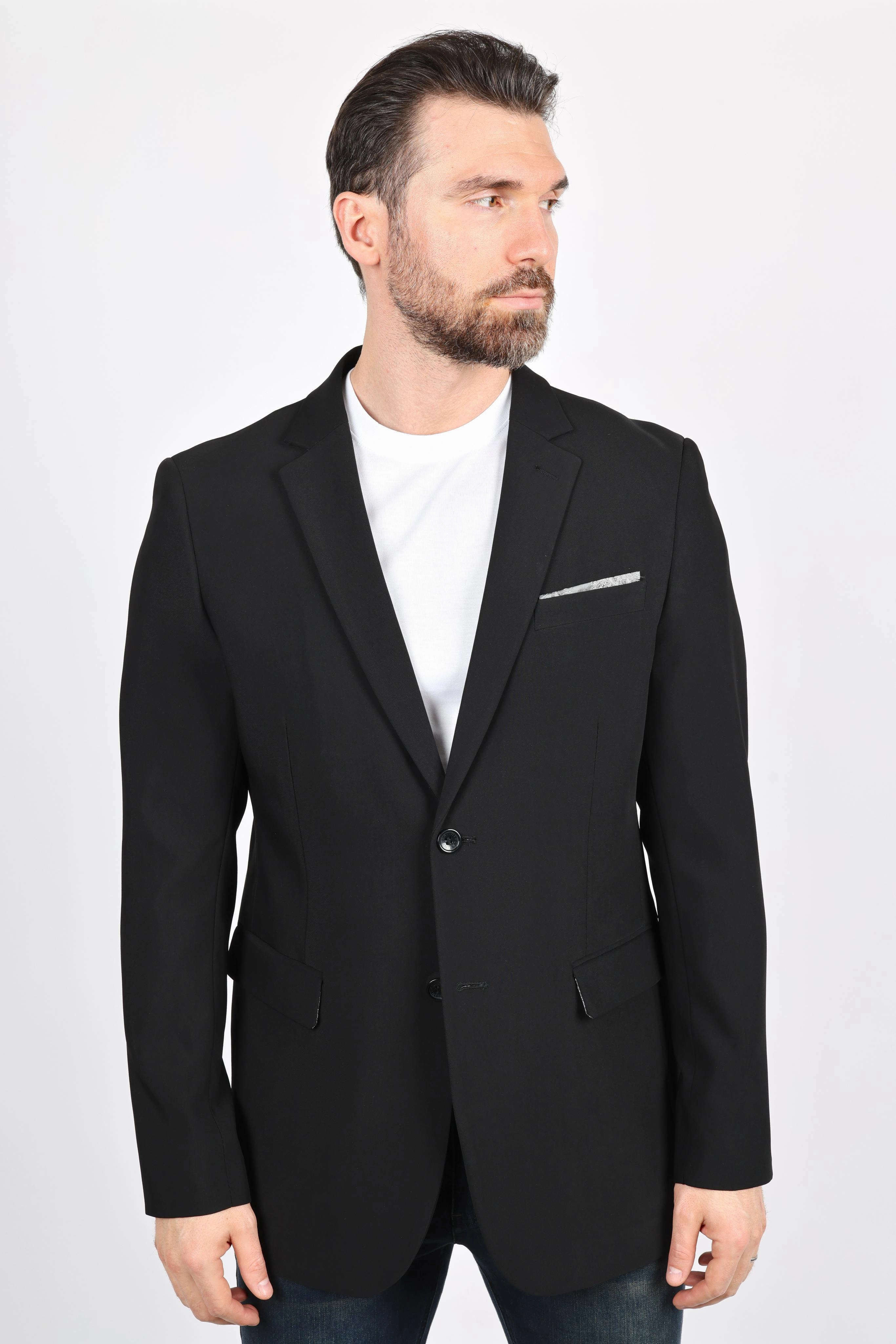 Daywear Style Mens Modern Fit Stretch Date Night Black Blazer