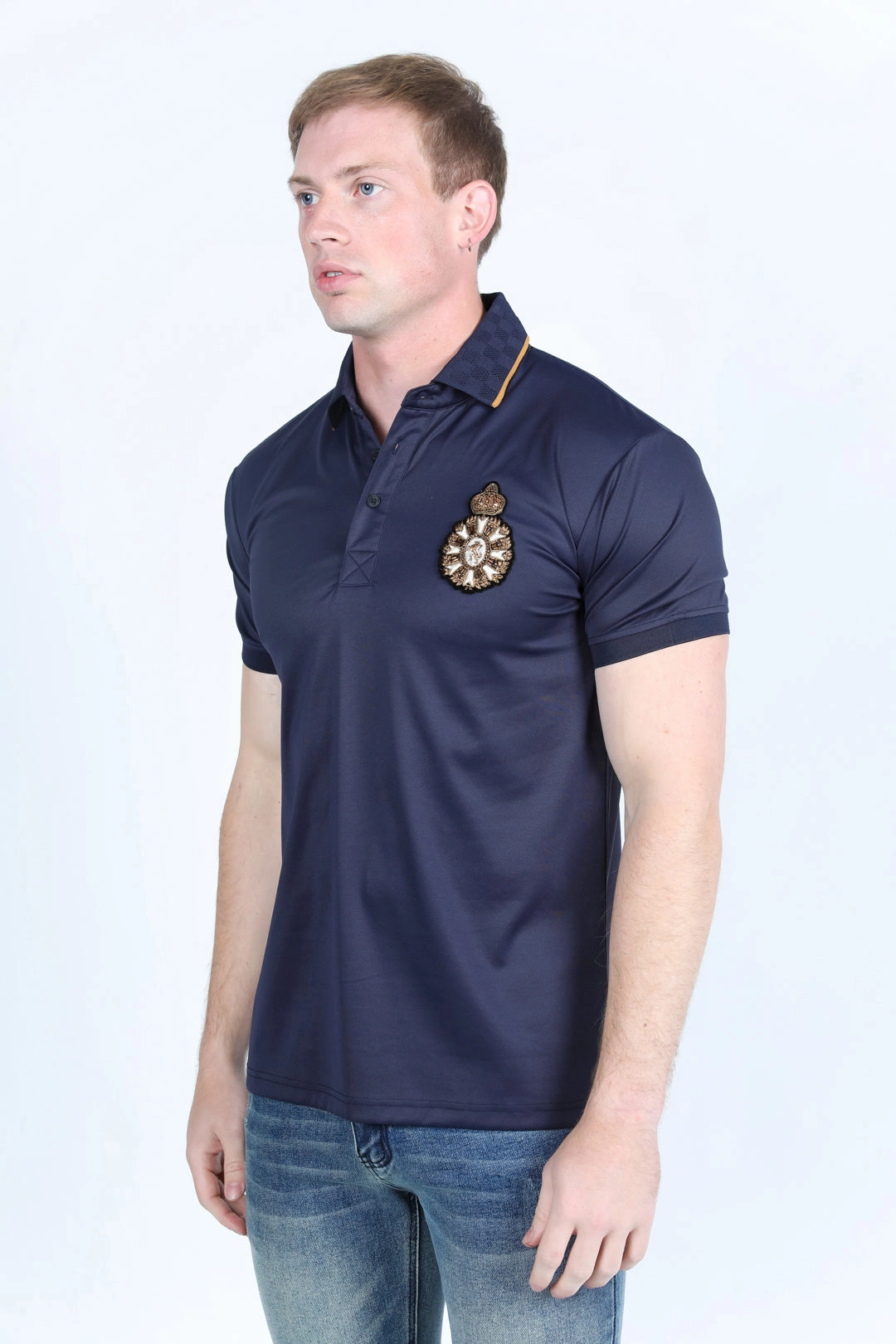 Mens Modern Fit Stretch Fashion Polo Breathable Shirt Flexible Waistband