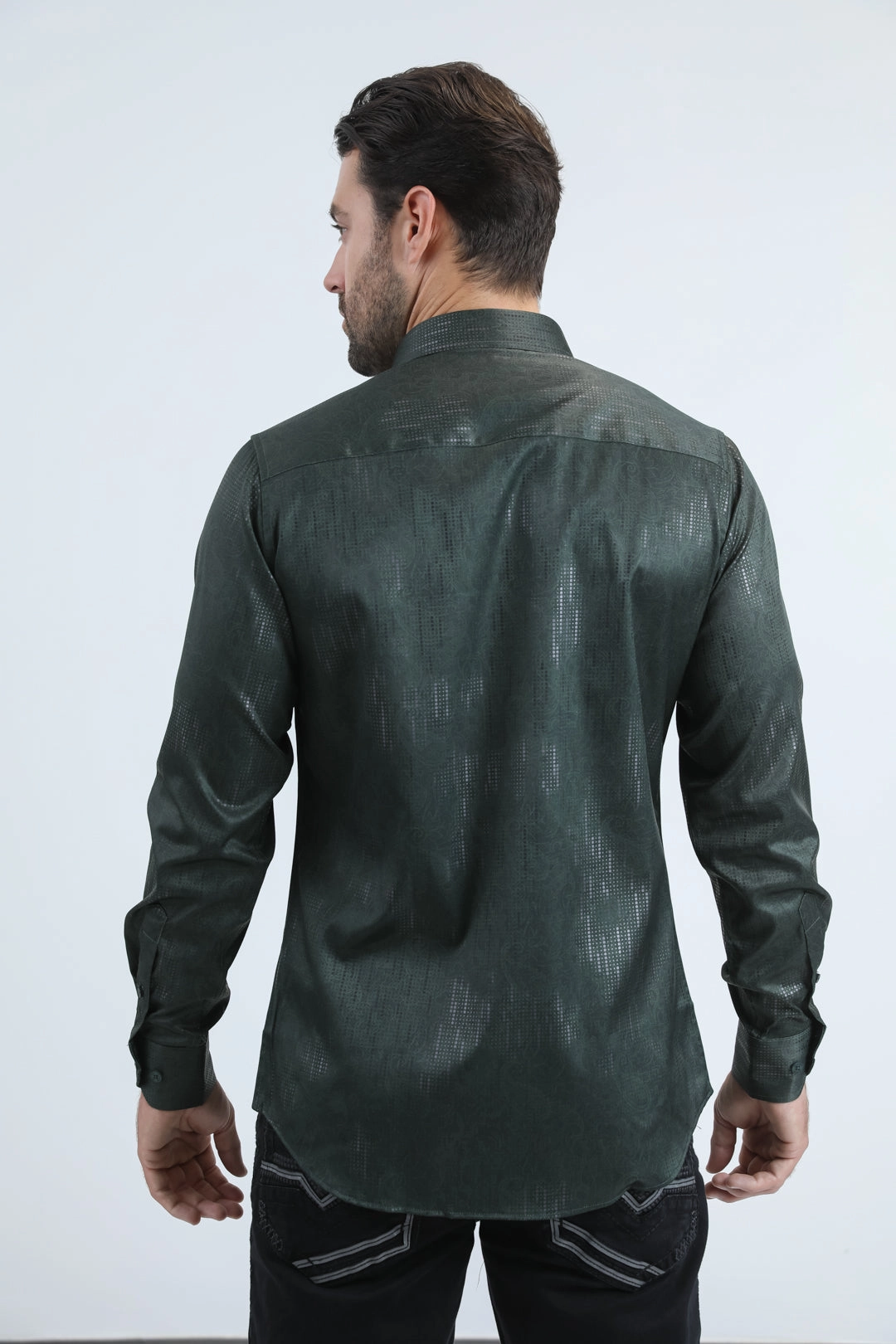 Sporty Appeal Limited Edition Mens Modern Fit Stretch Foil Fashion Green Shirt