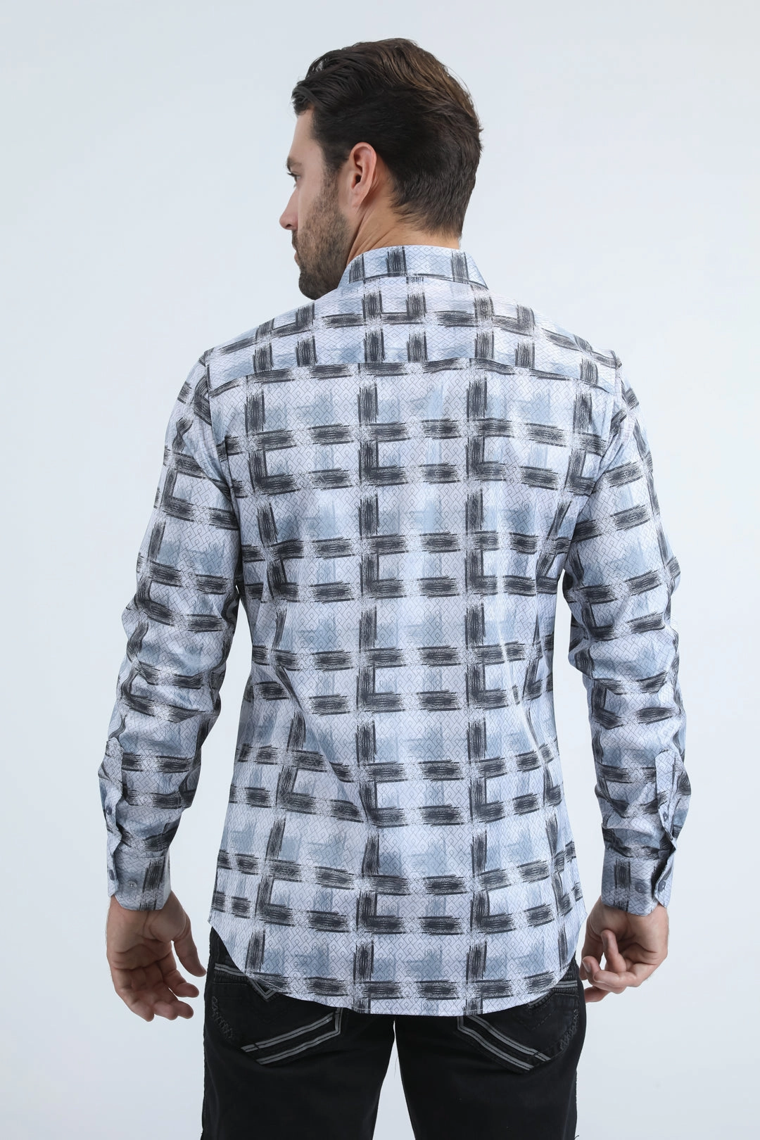 Mens Modern Fit Stretch Foil Fashion Lt. Grey Shirt mix and match