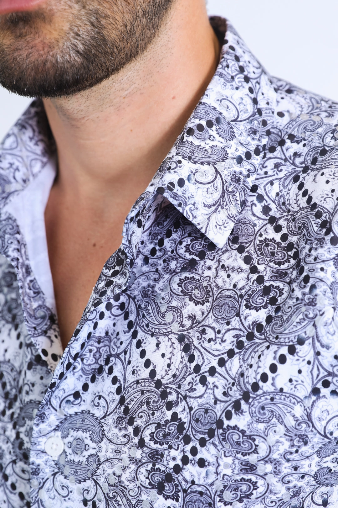 Classic Wear Mens Modern Fit Stretch Foil Fashion White Shirt