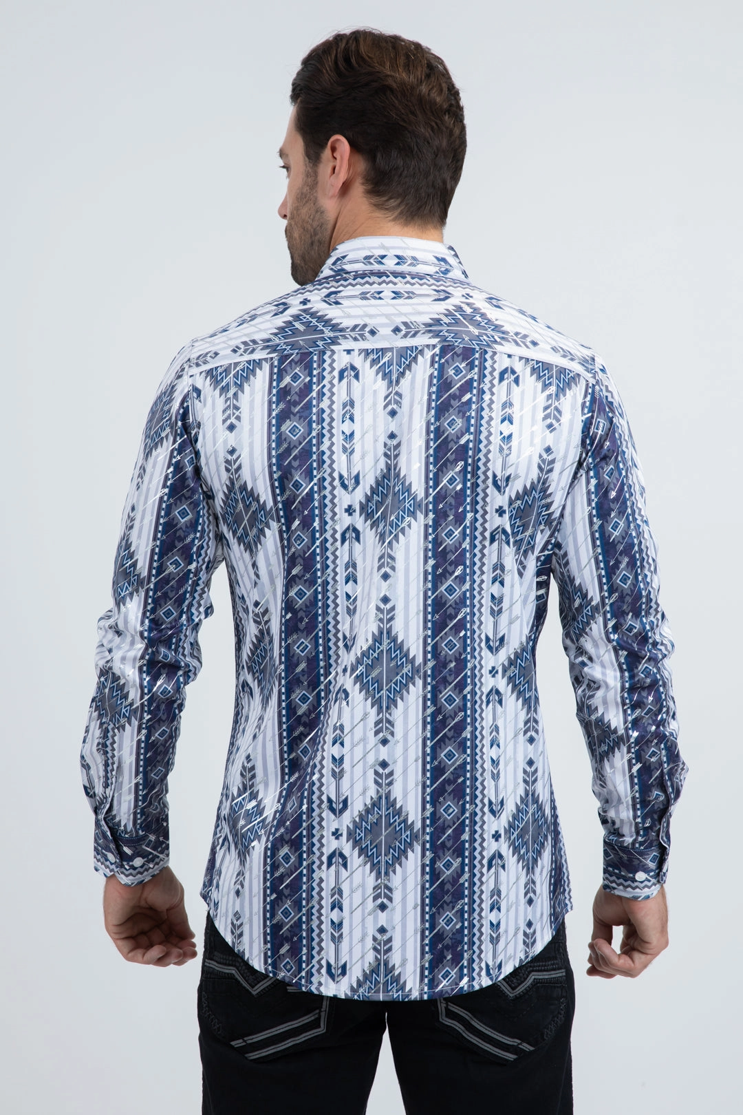 Mens Modern Fit Stretch Foil Fashion White Shirt Multi Pocket Utility