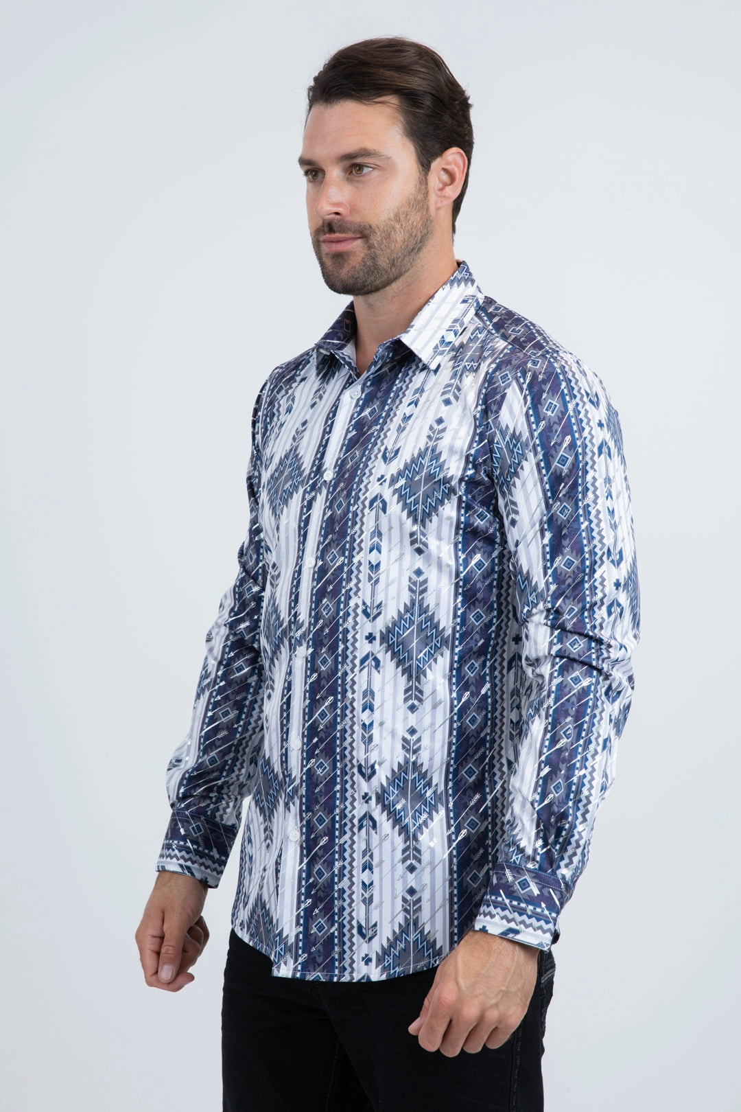 Mens Modern Fit Stretch Foil Fashion White Shirt Sustainable Weave Double Stitched Hems