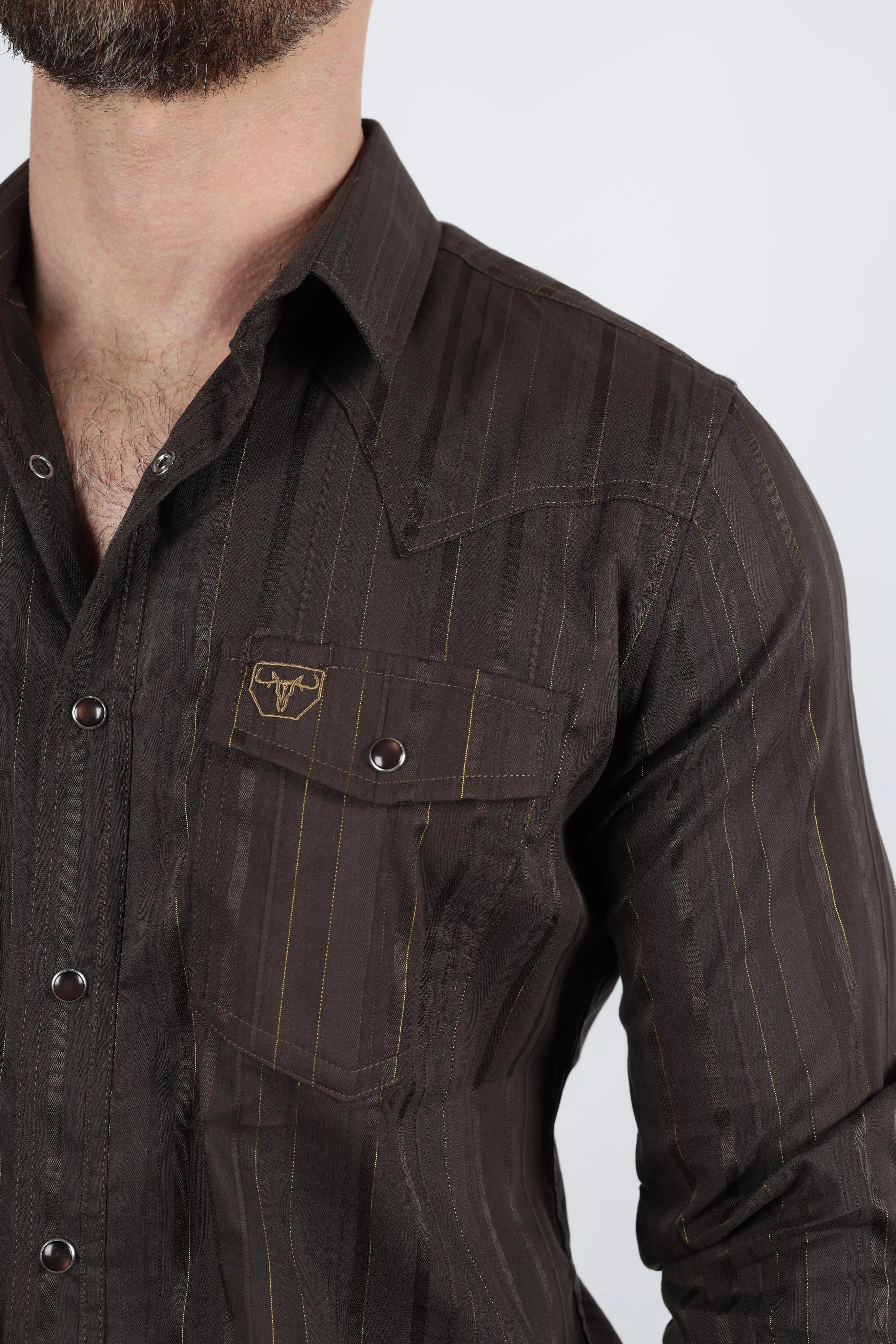 Fashion Forward Design Mens Modern Fit Stretch Lurex Western Long Sleeve Shirt