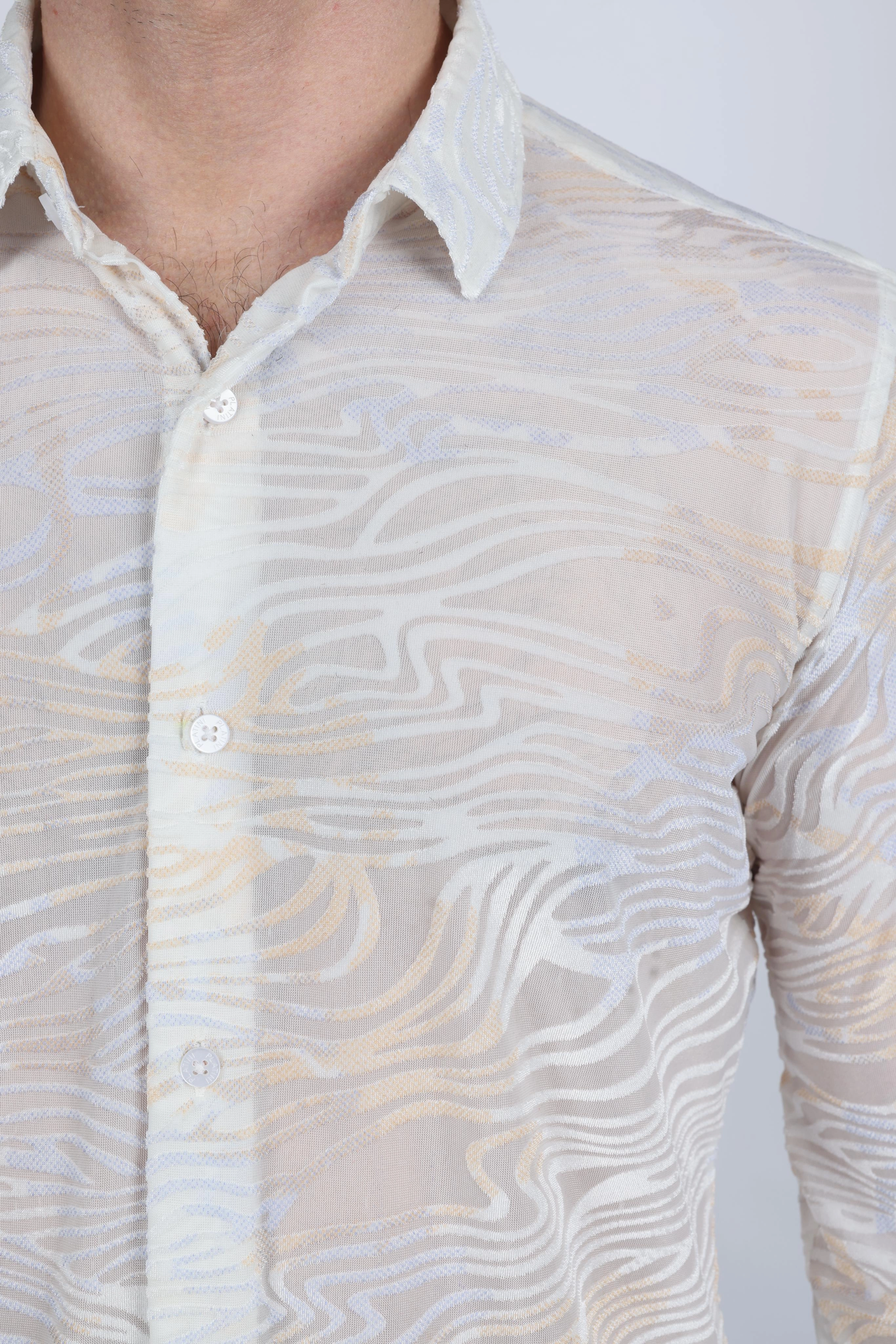 Tuckable Hem Sustainable Weave Mens Modern Fit Stretch Velvet Fashion Shirt