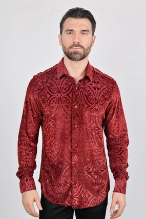 Everyday Layer Mens Modern Fit Stretch Velvet Fashion Shirt