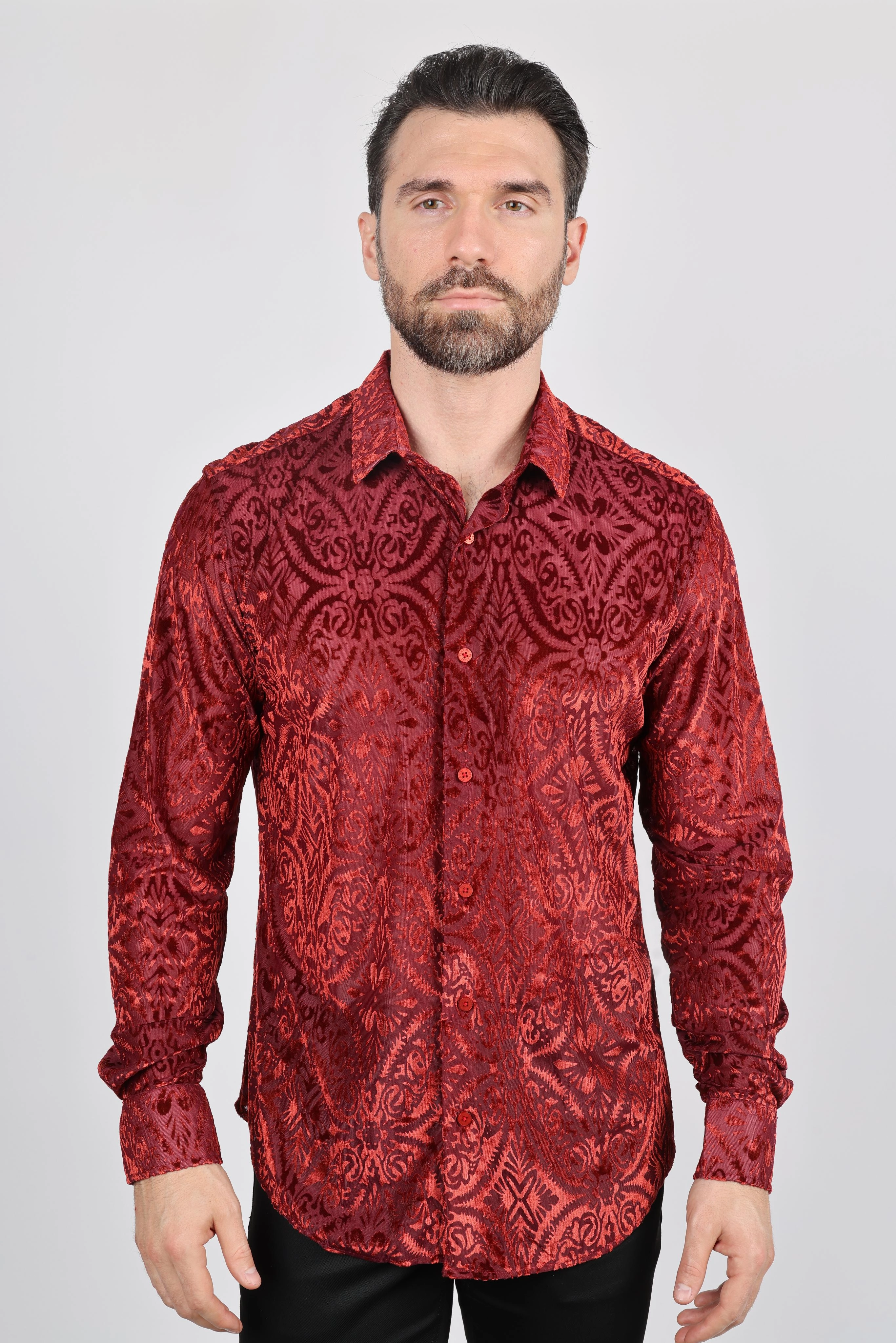 Everyday Layer Mens Modern Fit Stretch Velvet Fashion Shirt