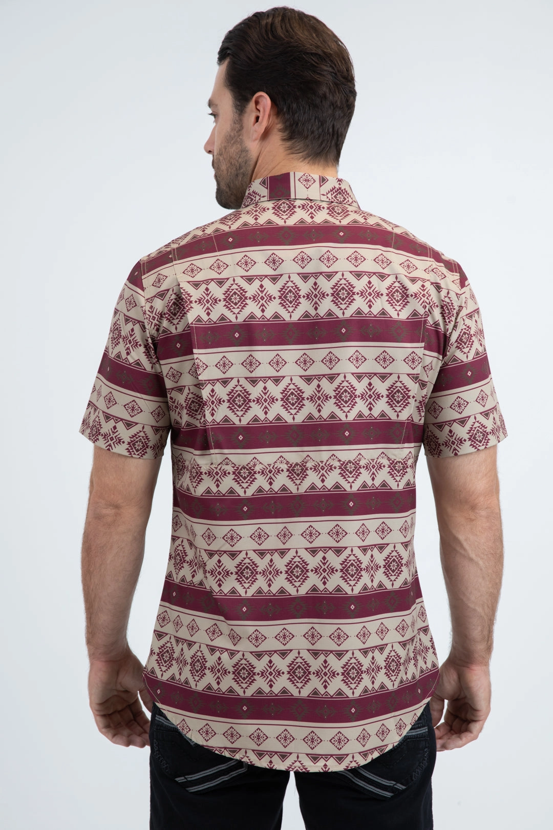 Street Comfort Mens Performance Classic Fit Short Sleeve Beige Shirt