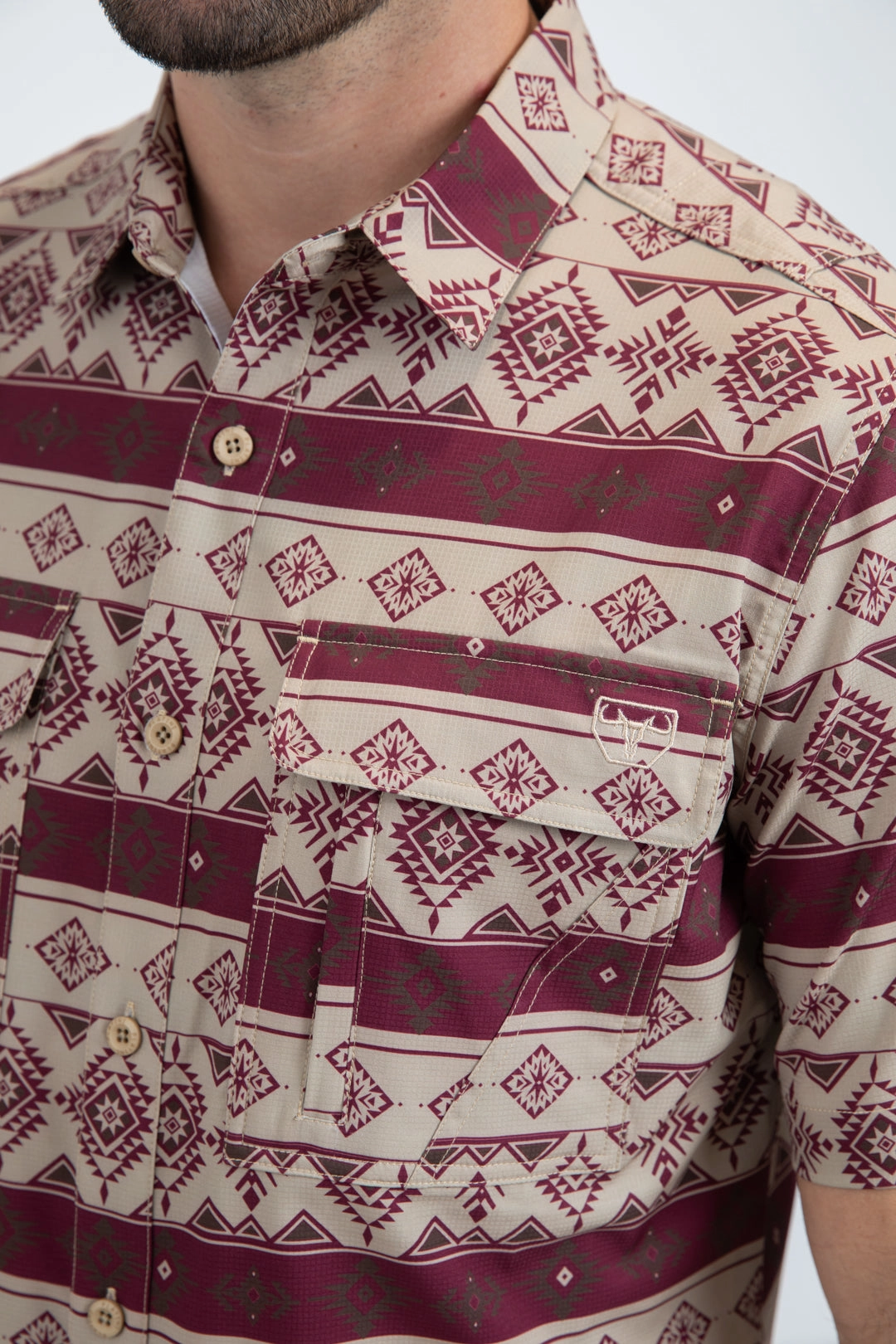 Trendy Fashion Weekend Casual Mens Performance Classic Fit Short Sleeve Beige Shirt