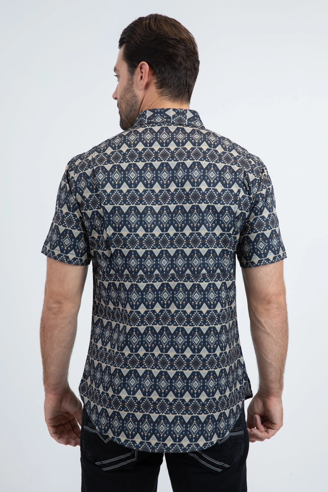 Versatile Layer Weekend Outing Mens Performance Classic Fit Short Sleeve Blue Shirt