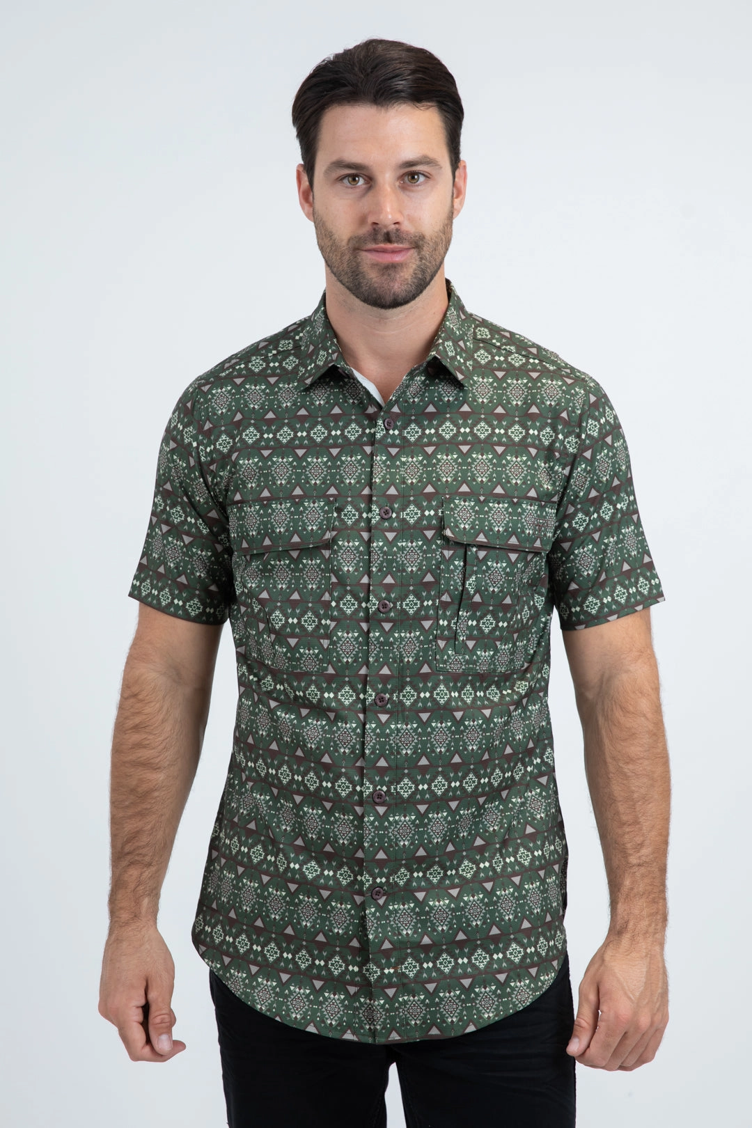 Smart Look Mens Performance Classic Fit Short Sleeve Green Shirt