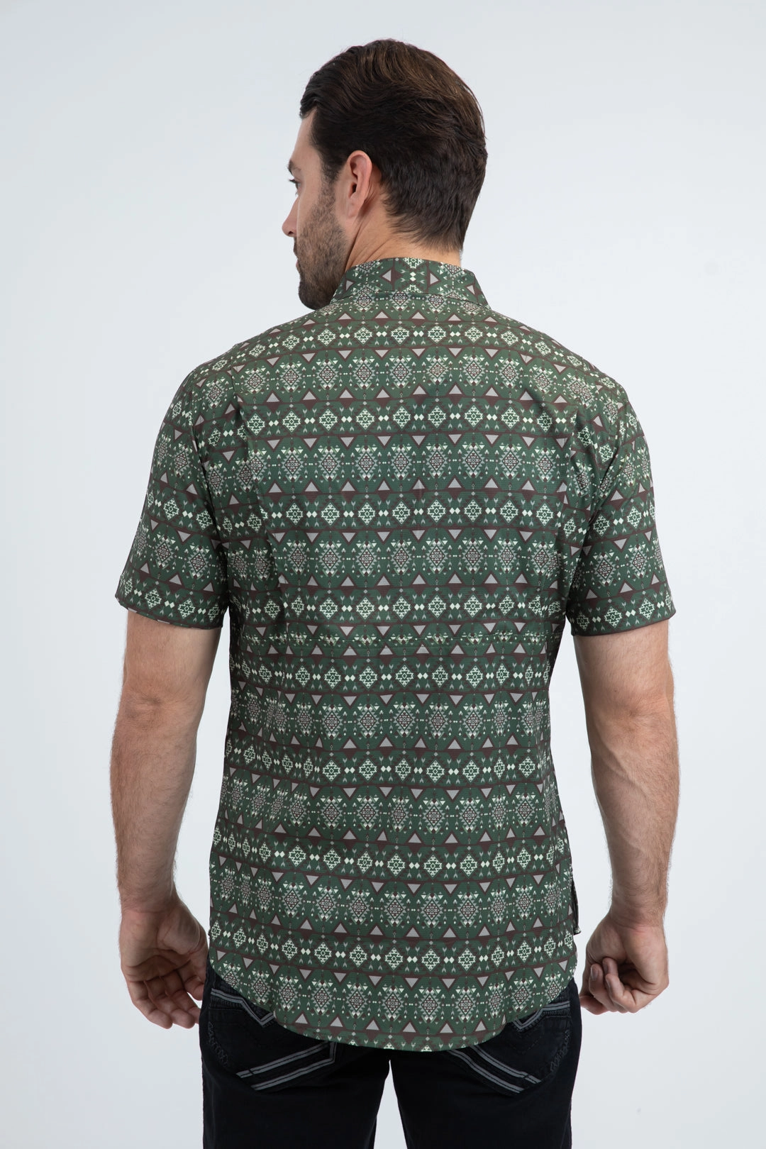 Mens Performance Classic Fit Short Sleeve Green Shirt Timeless Appeal Bold Hue