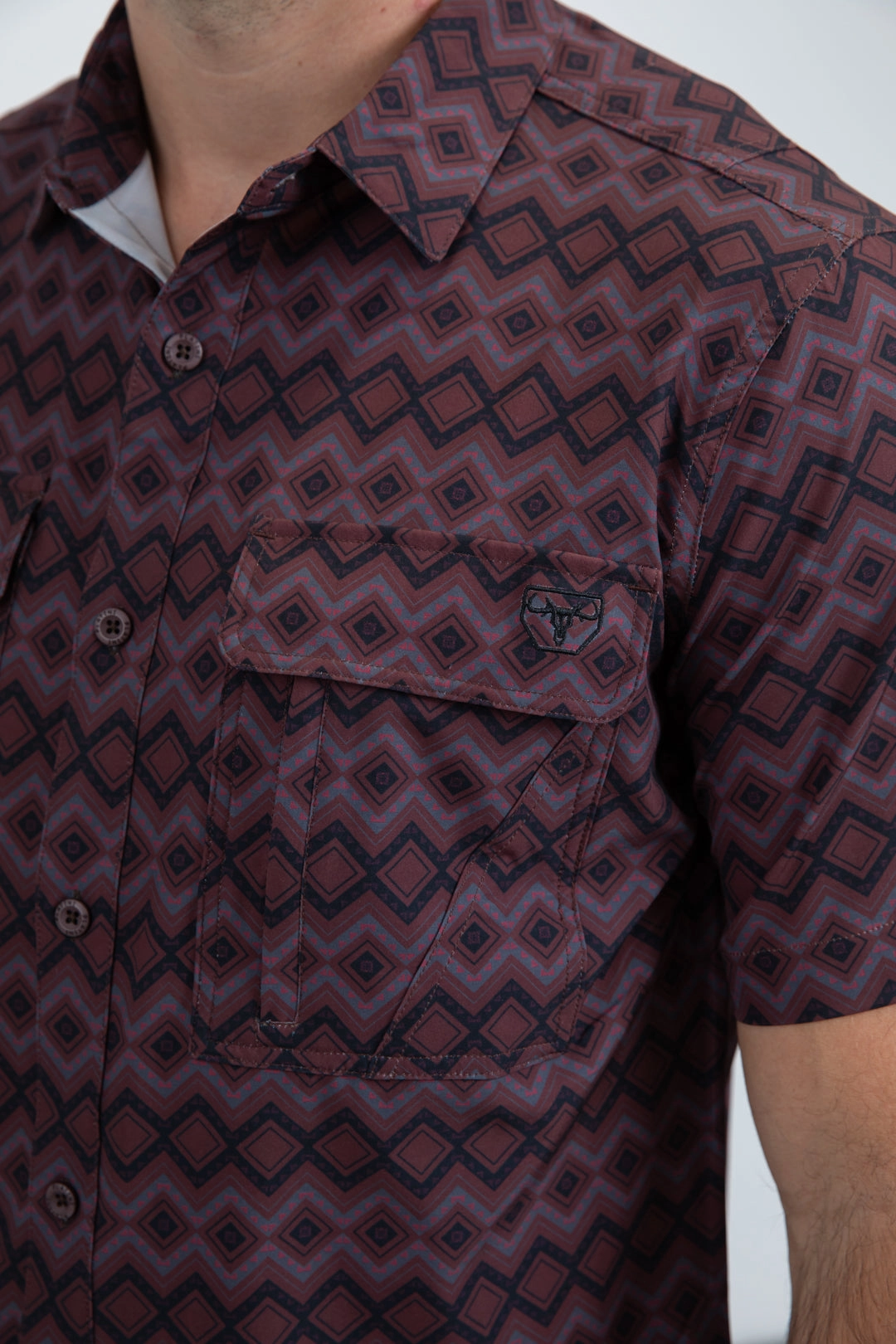 All Day Comfort Tech Non-irritating Mens Performance Classic Fit Short Sleeve Red Shirt