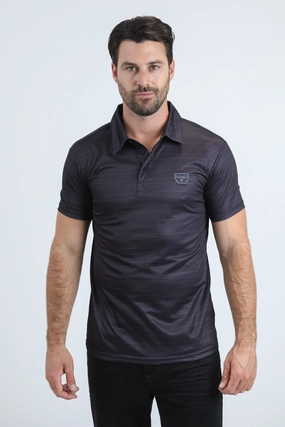 Mens Performance Fabric Modern Fit Stretch Aztec Print Black Polo Relaxed Apparel Breathable Fit