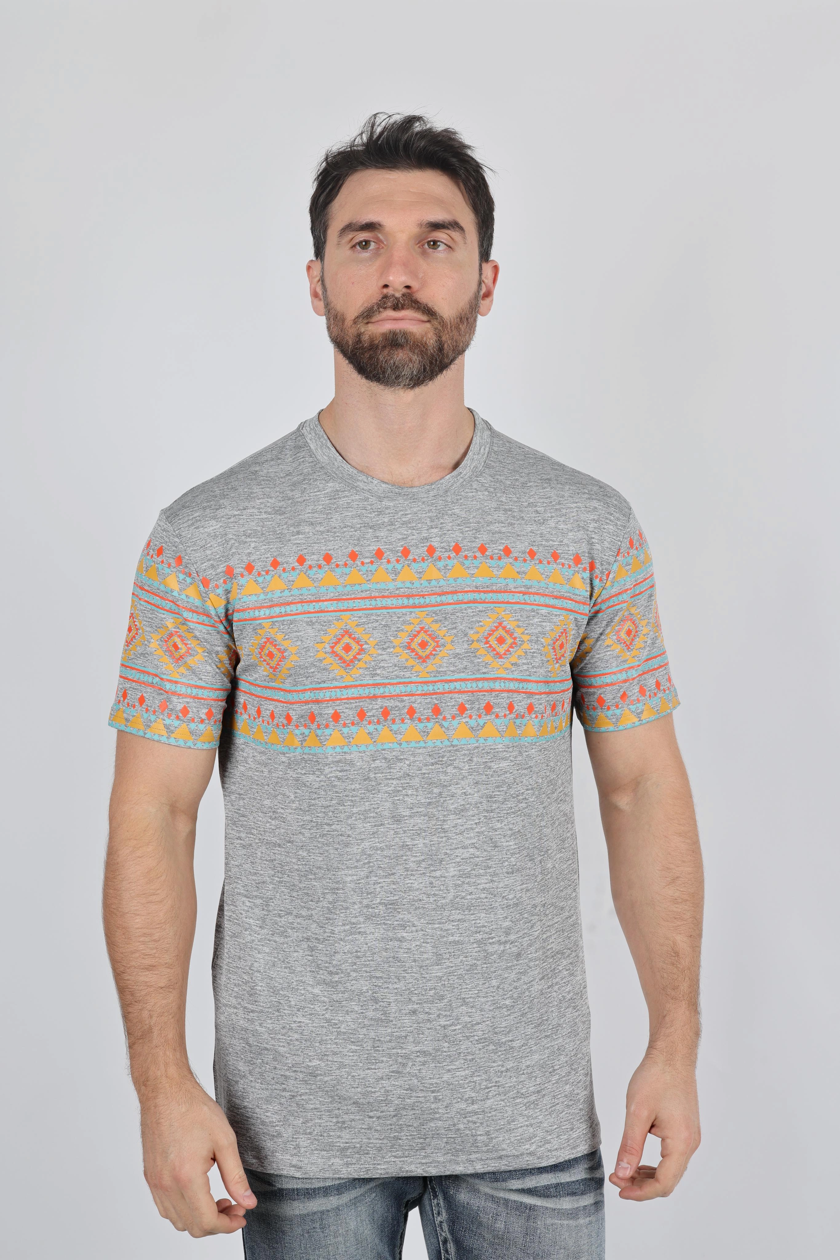 Light and Cozy Sporty Fit Mens Performance Fabric Modern Fit Stretch Aztec T-Shirt