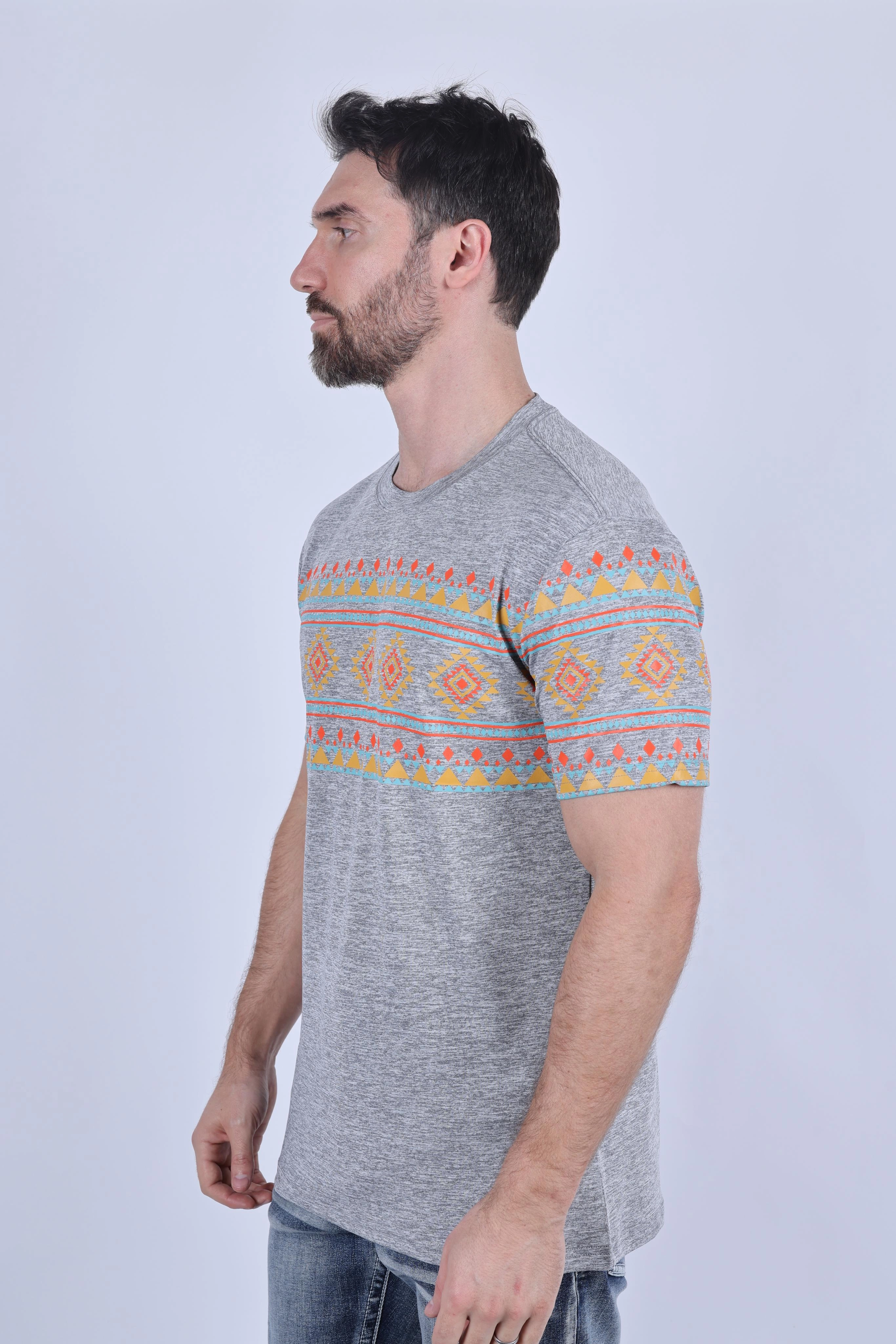 Fun Prints Mens Performance Fabric Modern Fit Stretch Aztec T-Shirt