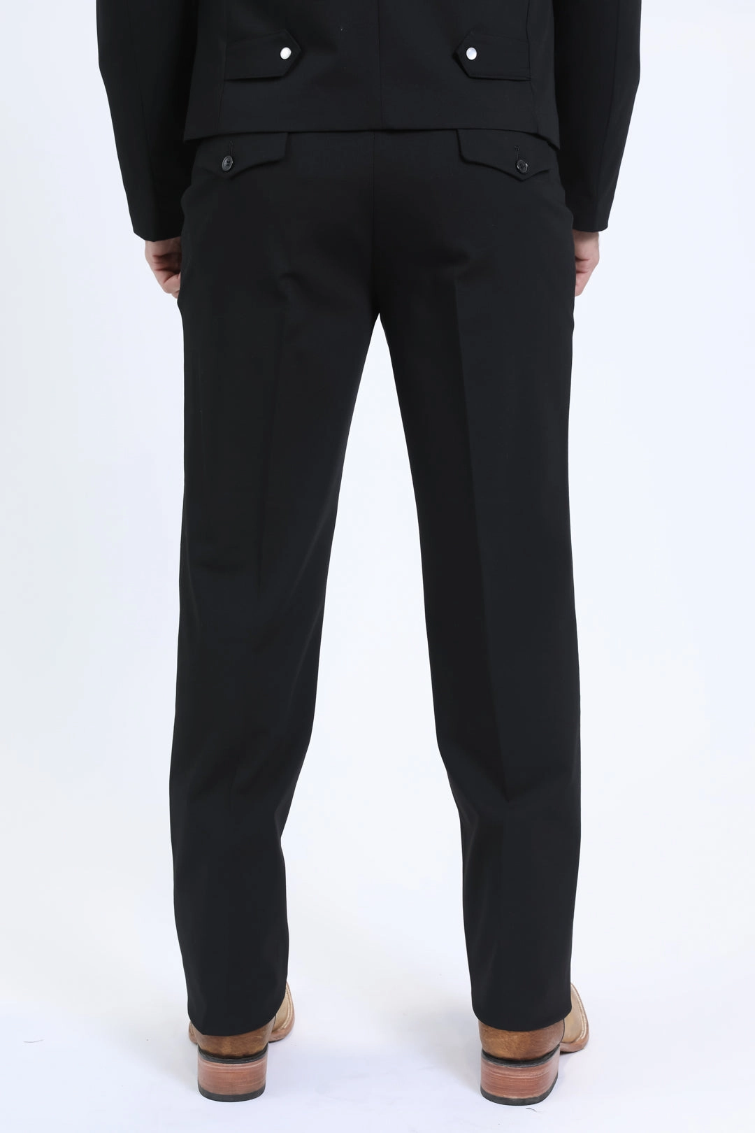 WrinkleResistantCloth Airflow Mesh Panels Mens Poly-Stretch Fit Western Black Suit Pants