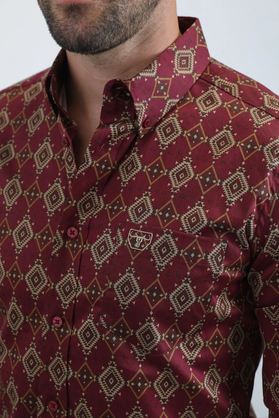 Chic Layer Versatile Layering Mens Satin Cotton/Spandex Modern Fit Long Sleeve Burgundy Shirt