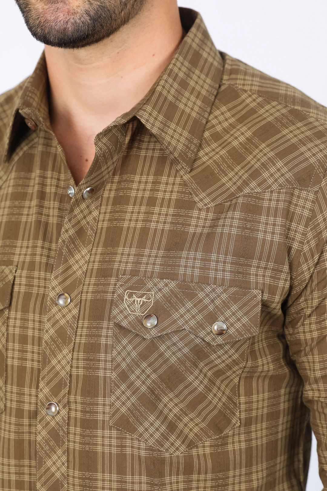 Casual Chic Street Style Mens Western Checkered Light Brown Long Sleeve Shirts