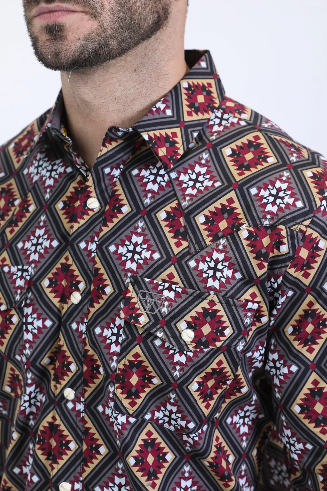 Mens Western Modern Fit Cotton/Spandex Long Sleeve Black Shirt with Snaps Everyday Wear Chic Option