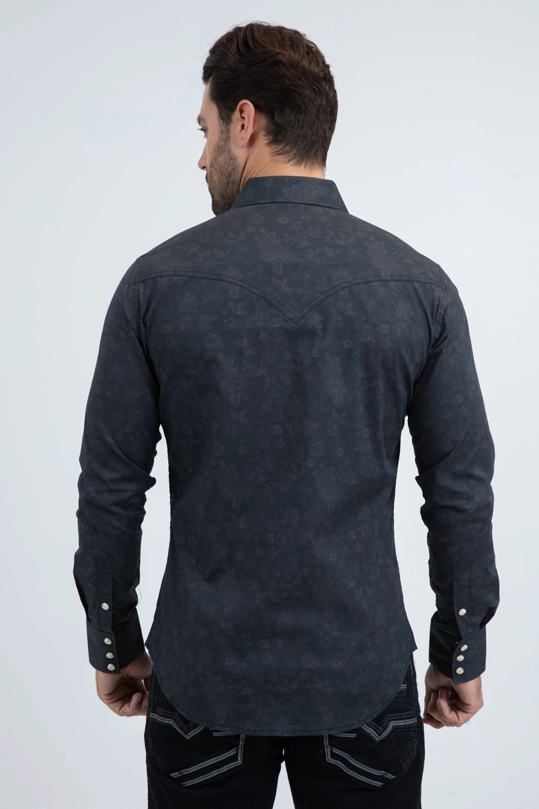 Trendsetter Choice Mens Western Modern Fit Cotton/Spandex Long Sleeve Black Shirt with Snaps