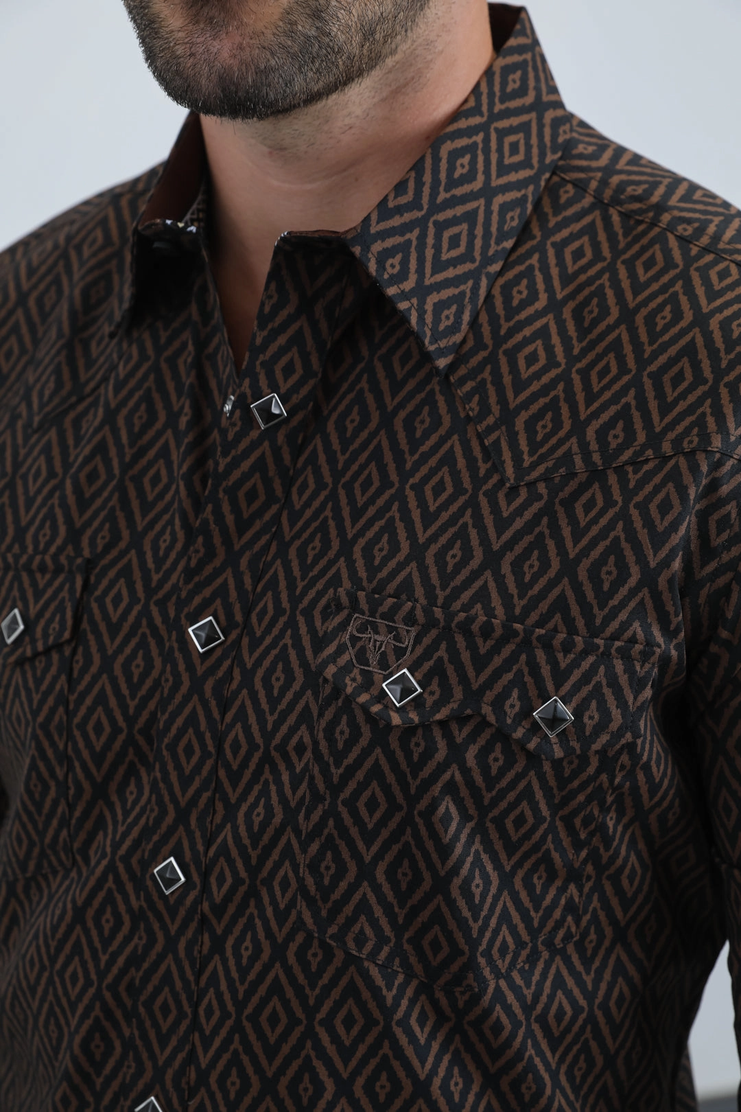 Perfect Fit Mens Western Modern Fit Cotton/Spandex Long Sleeve Black Shirt with Snaps