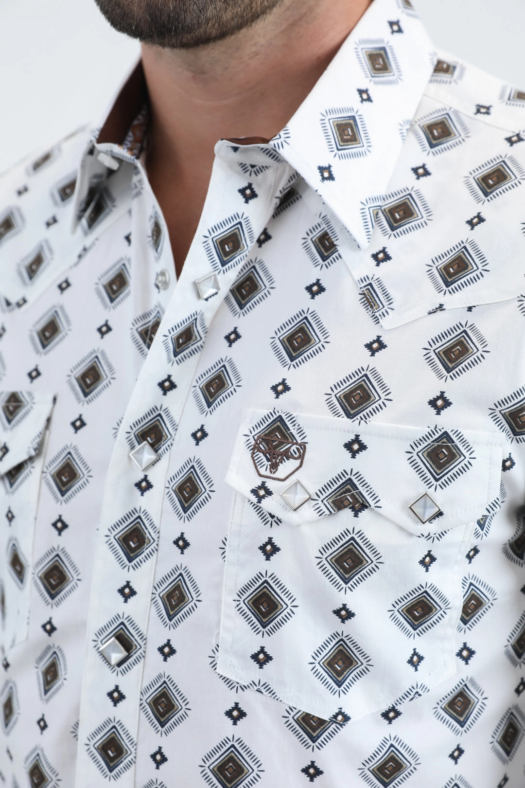 Mens Western Modern Fit Cotton/Spandex Long Sleeve Blue Shirt with Snaps Eco-Friendly Fabric Contemporary Look