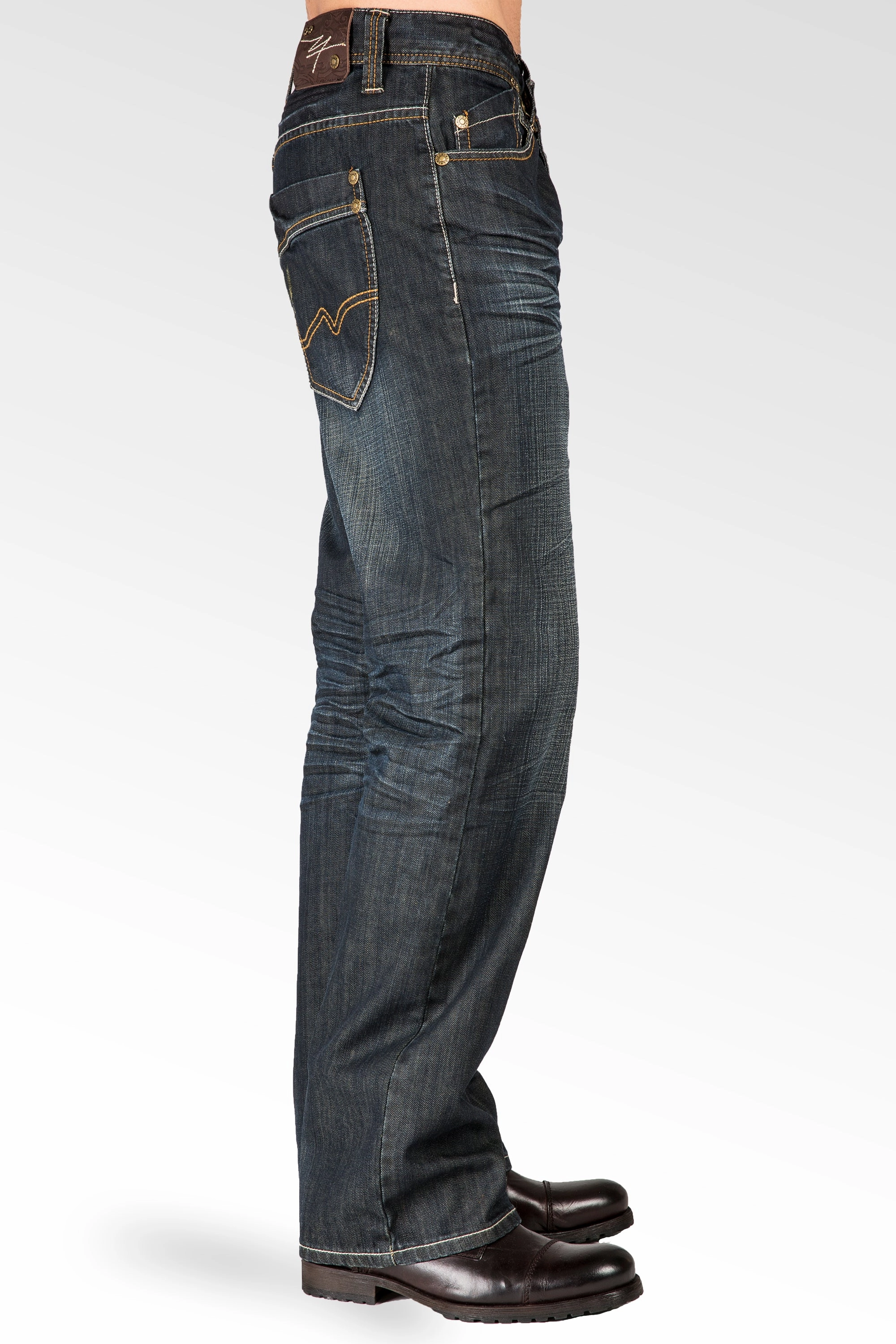 casual top Frost Glow Midrise Relaxed Bootcut Vintage Dark Hand Rub Premium Denim 5 Pocket Jeans Whiskering
