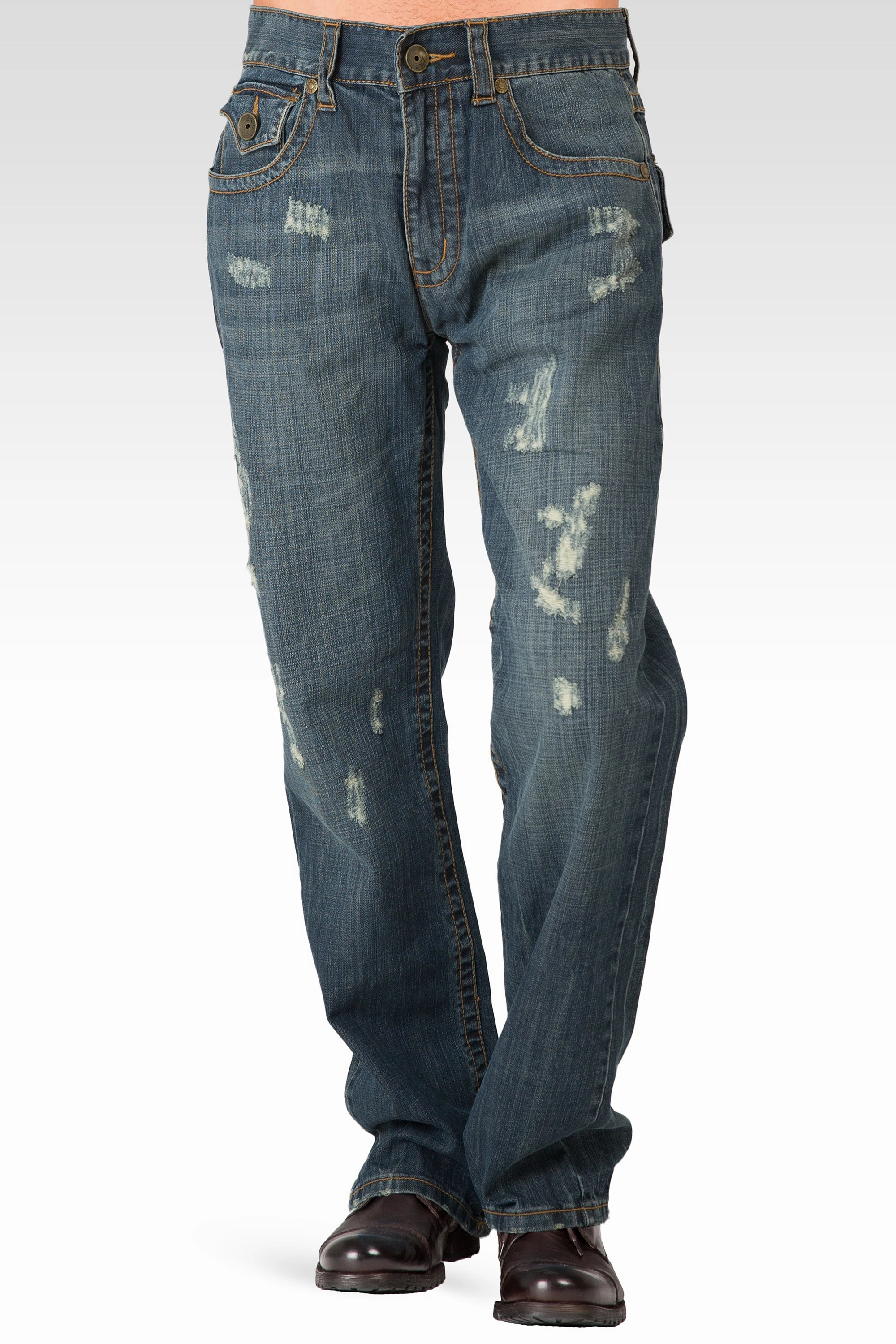 Trend Base fresh start Midrise Relaxed Vintage Bootcut Distressed Premium 5 Pocket Jeans