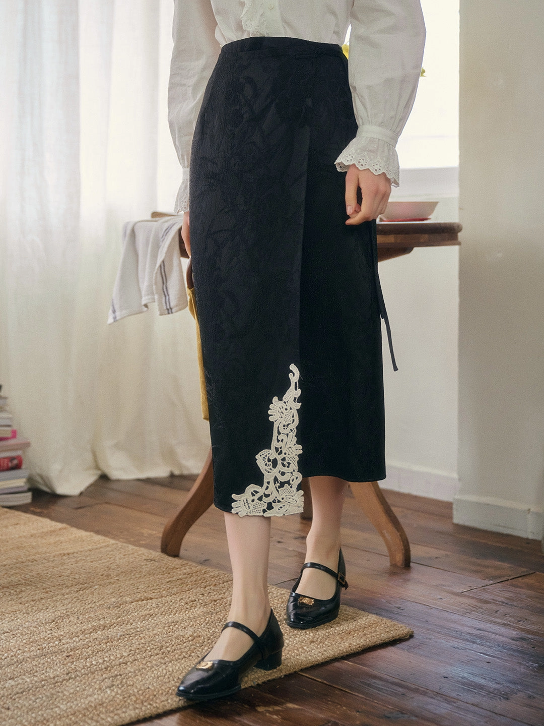 Willa Retro Contrasting Jacquard Skirt Creative Glow Prince Core