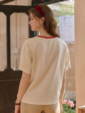 Easy Layering Street Edge ??Final Sale??Lucille Round Neck 100% Cotton T-shirt