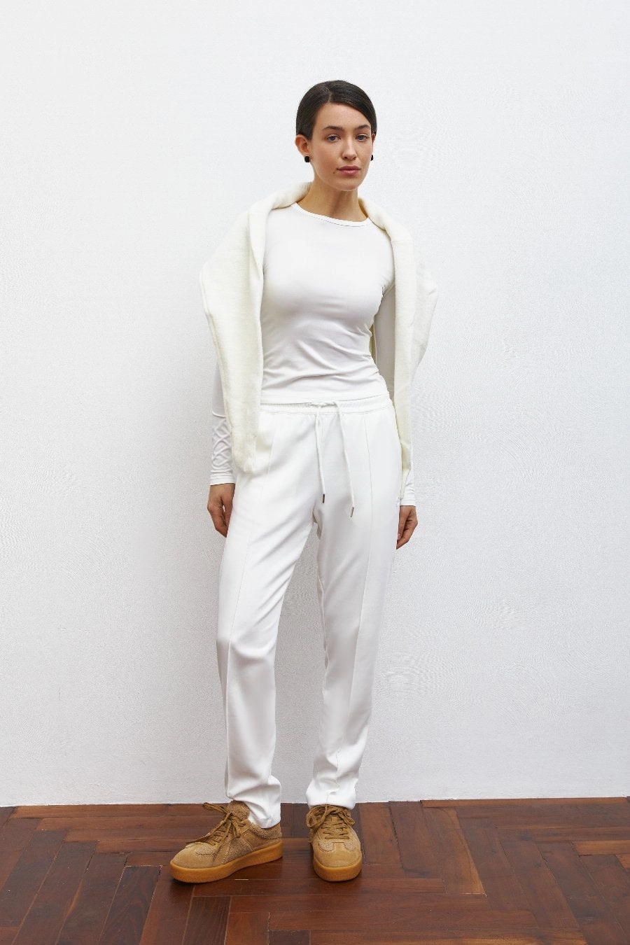 Premium Look City Ready Classic White High Waist Cropped Pants