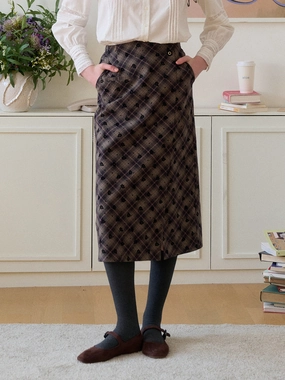 Monroe Plaid Straight 100% Cotton Midi Skirt Zip-off legs