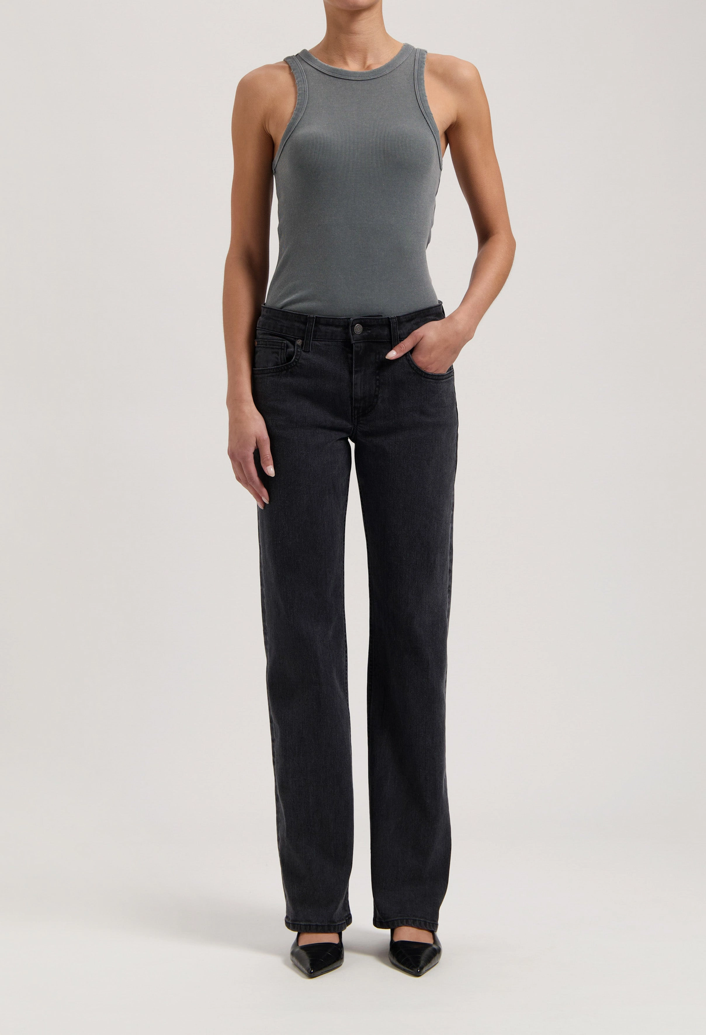 Luxury Touch Breathable knit Carry Mid Straight - Black Vintage