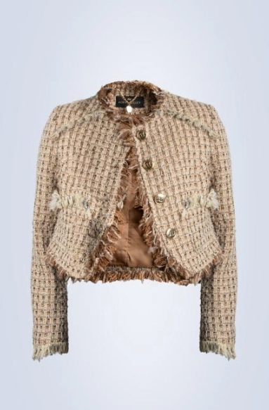 Adjustable Hood Feature TWEED CROP JACKET