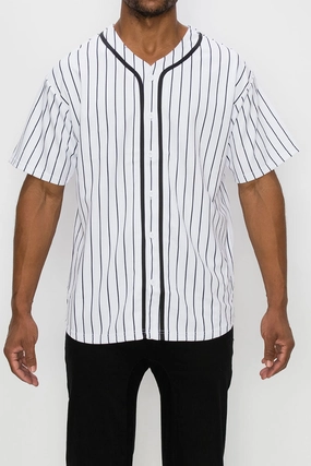 Anti Static Fabric Soft Blended Fabric PIN STRIPED BASEBALL JERSEY