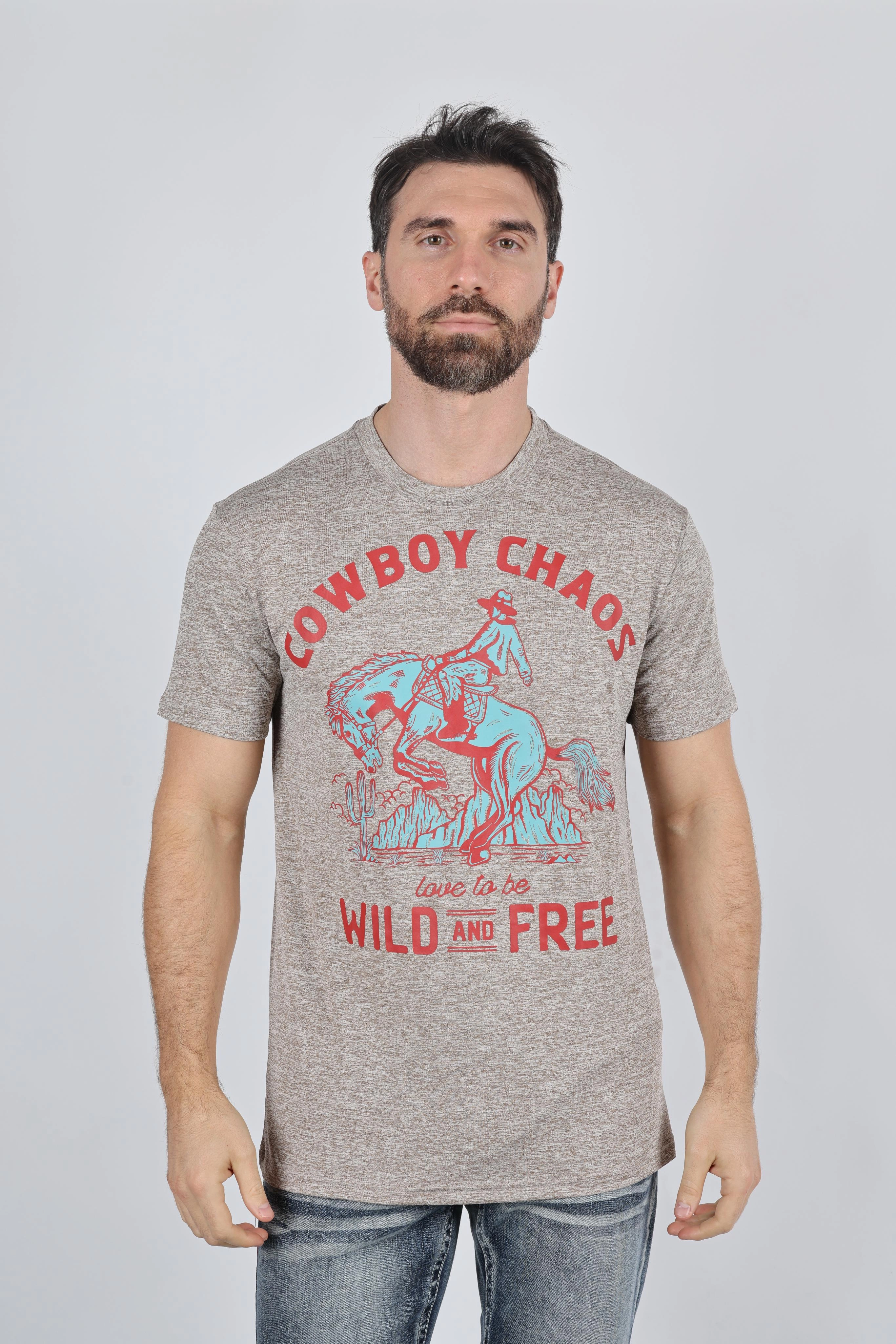 Mens Performance Fabric Modern Fit Stretch Rodeo T-Shirt Midweight Knit