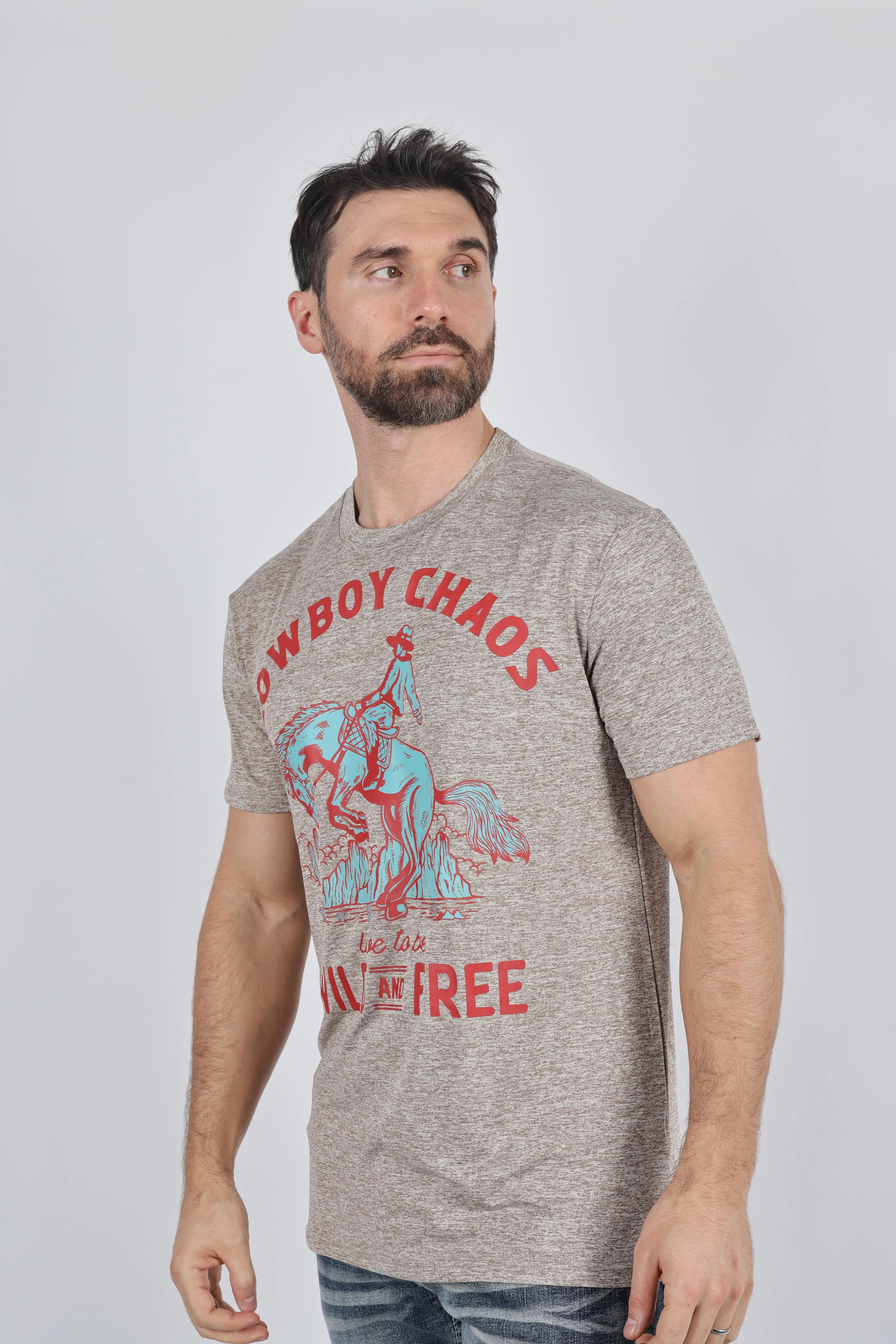 Mens Performance Fabric Modern Fit Stretch Rodeo T-Shirt Perfect Wear Geometric Print